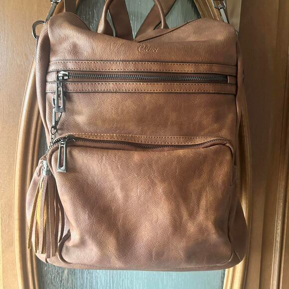 Brown leather backpack with multiple Storage NWOT Full Size Backpack - Picture 3 of 5